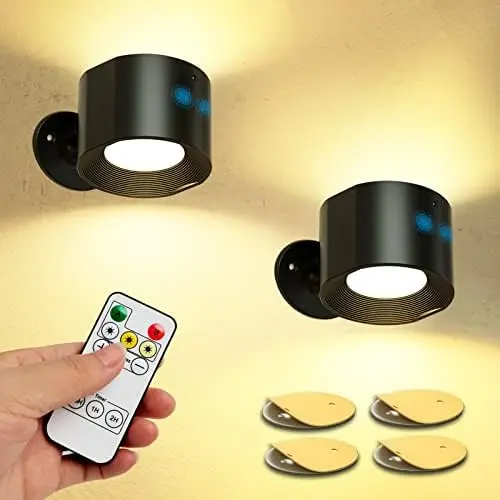 

Sconce with Rechargeable Stepless Dimming & 3 Color Temp Adjustment 360° Rotation Support Touch and Remote Control, Cordles Roo