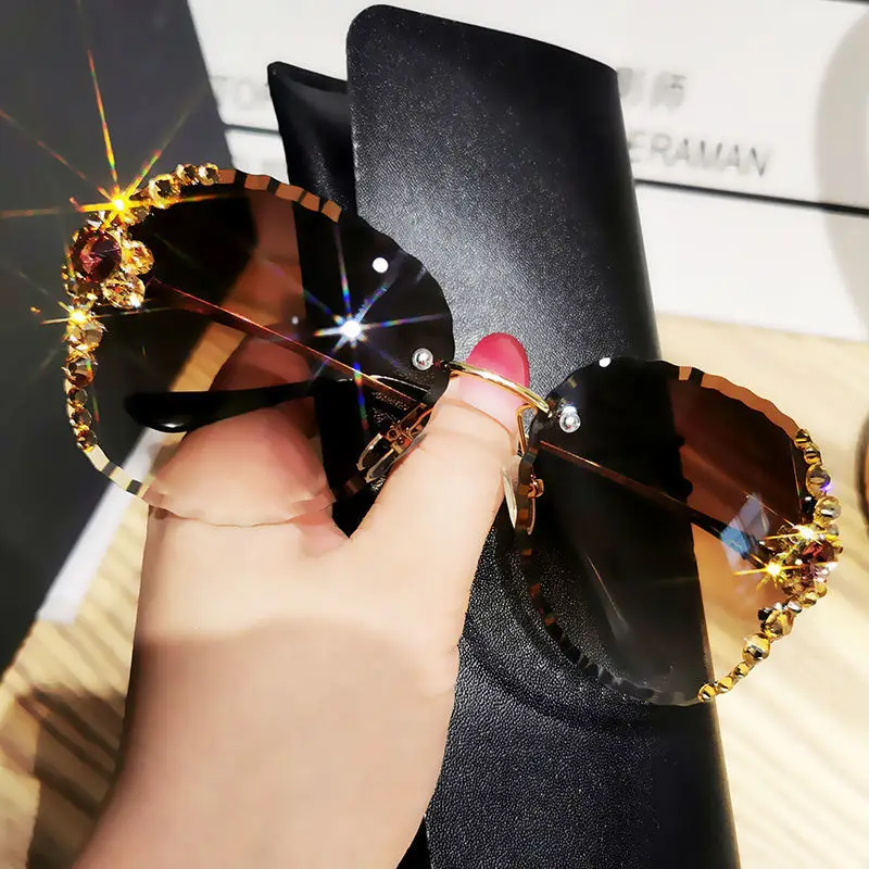 

Fashion Rimless Cat Eye Sunglasses Women New Luxury Brand Designer Sunglasses Vintage Gradient Sun Glasses for Female UV400