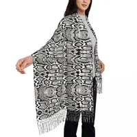 Warm Scarf Winter Gray Snakeskin Shawls and Wraps Animal Print Custom Foulard Women y2k Cool Headwear Scarves 1