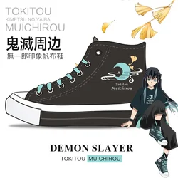Anime Demon Slayer Cosplay Tokitou Muichirou Casual Spring Autumn High-top Student Men Women Canvas Shoes