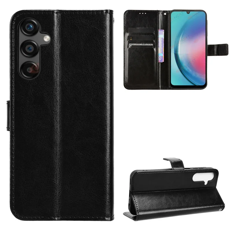 Leather Flip Wallet Case with Card Slot & Stand Feature