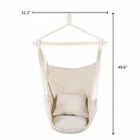 Distinctive Cotton Canvas Hanging Rope Chair With Pillows Beige Garden Furniture 2