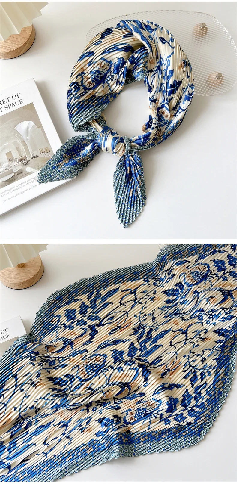 Luxury Silk Pleated Scarf - Womens Hair  Neck Accessory
