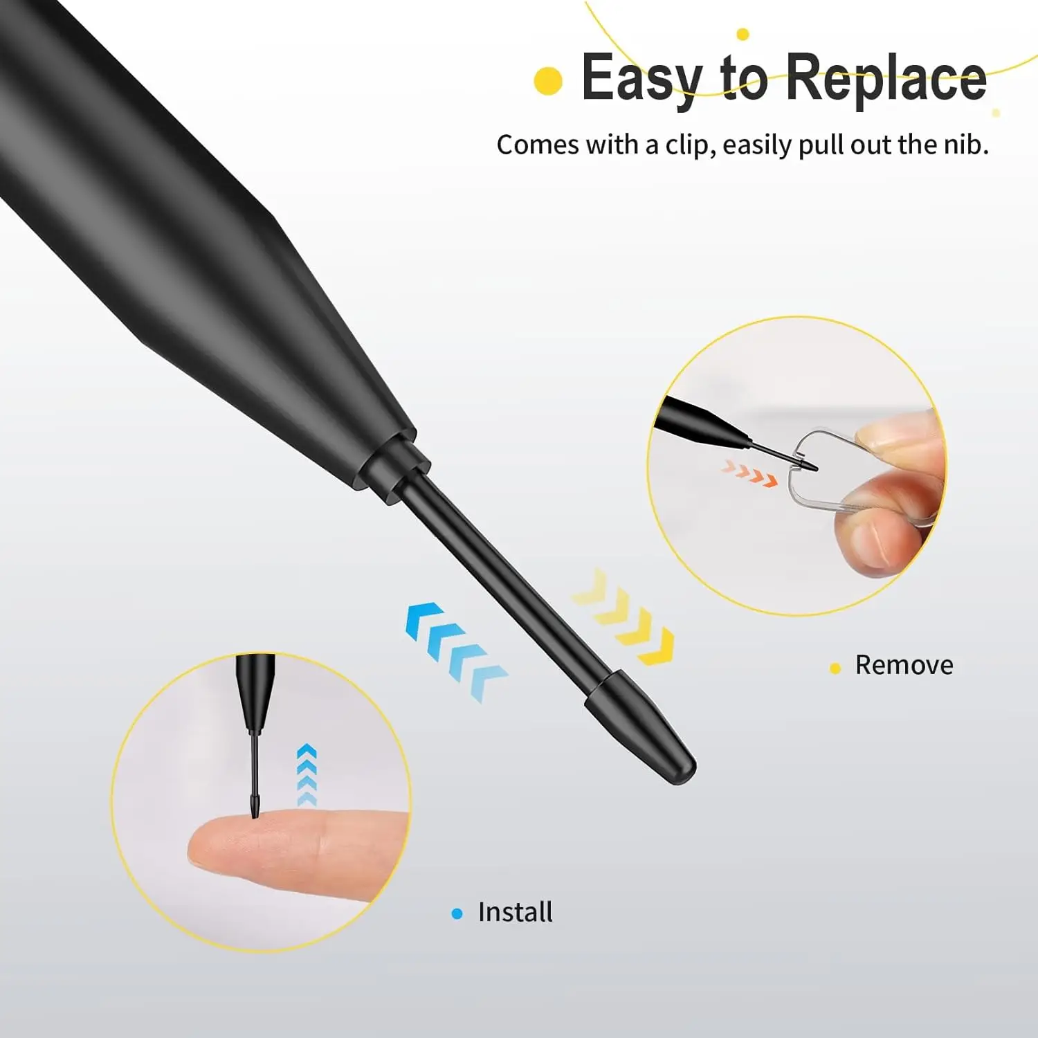 10Pcs Marker Pen Tips Nibs For Remarkable 2 Stylus Pen Replacement Soft Nibs/Tips Black with Removal Tool-Pointed Tip 6