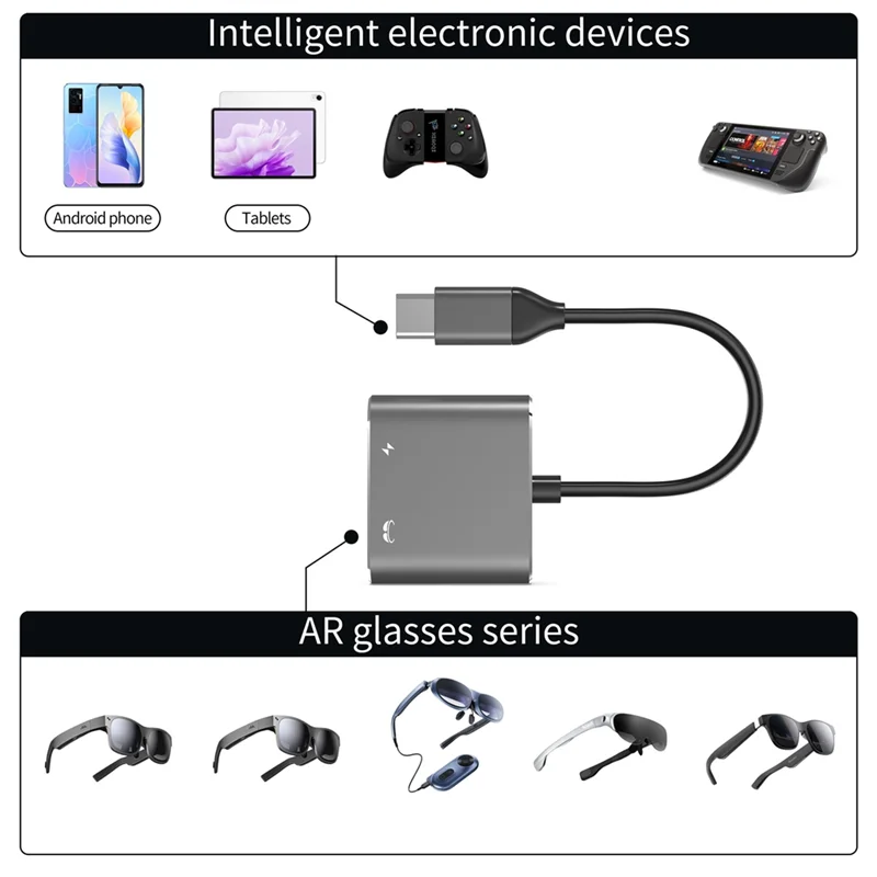 AA60-AR 안경 도킹 허브 USB C Type-C 충전 어댑터 AIR/2 모델용 100W 고속 충전