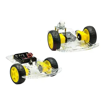 1 Set Kit Telaio Auto Robot Intelligente 2WD Versione Economica Fai-da-te per Robot Giocattolo con Funzione Segui Linea