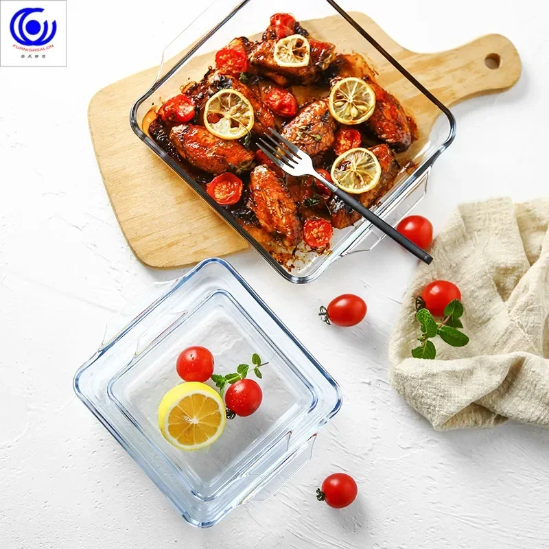 Large Capacity Toughened Glass Baking Dish Pan Oven Basics Plate