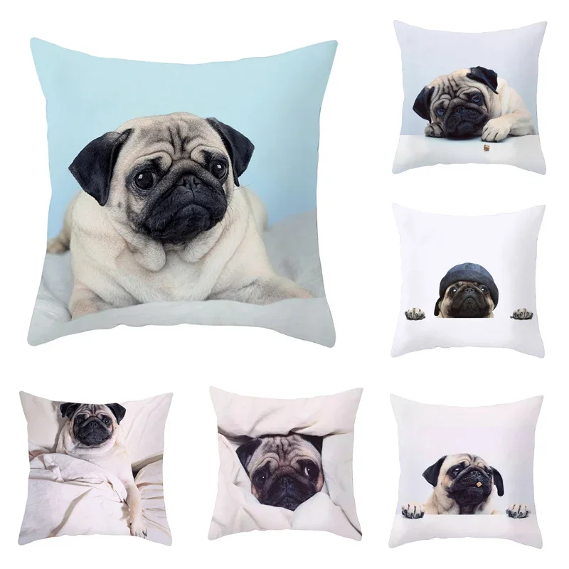 

Cute Cartoon Dog Print Cushion Cover Creative Pug Pillow Sofa Car Bulldog