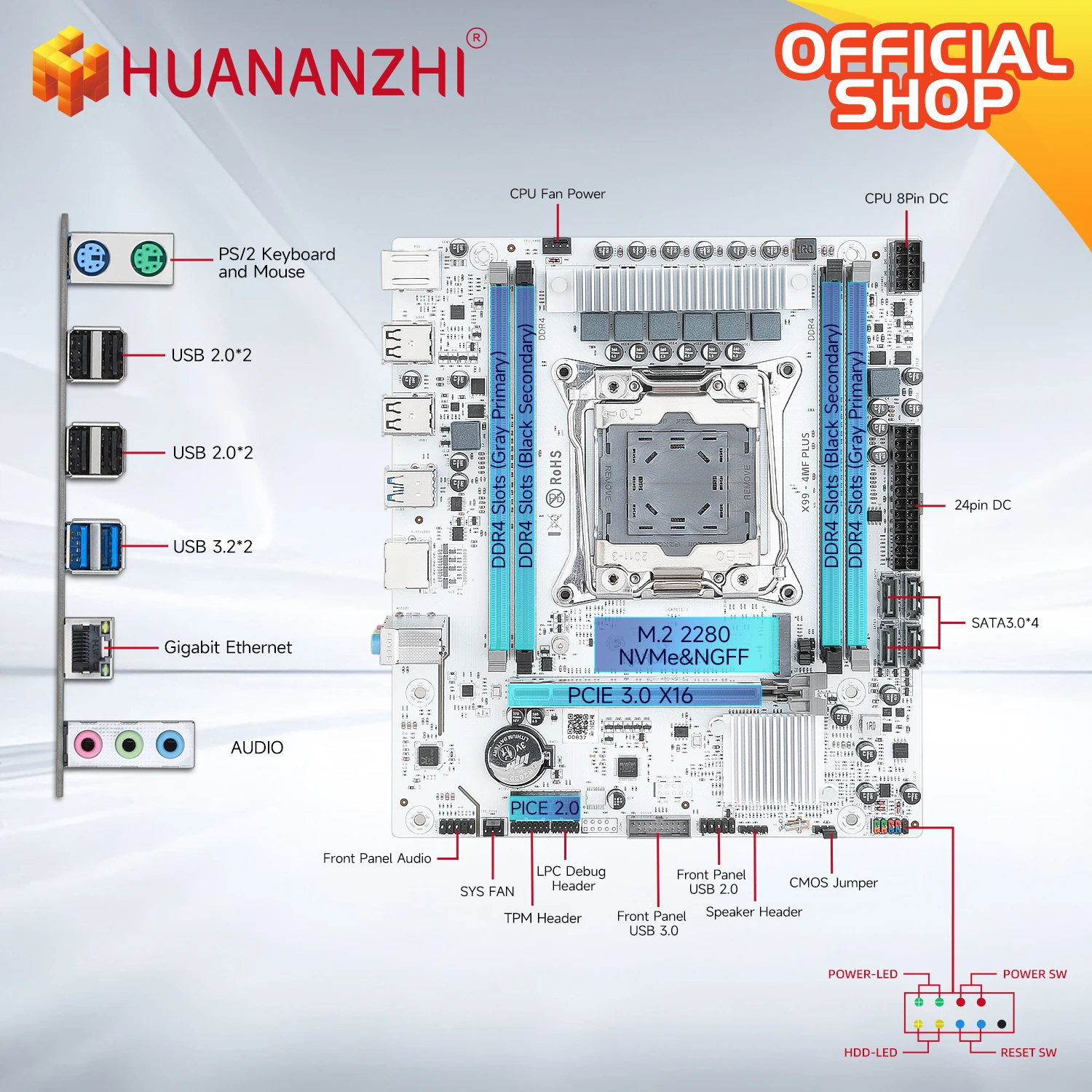 HUANANZHI X99 4MF Plus LGA 2011-3 Xeon DDR4 carte mère - Image 5