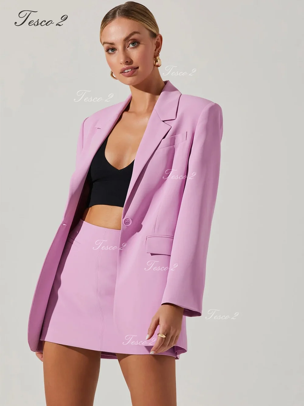 Casual Jacket Women Suit Loose Casual Peak Lapel Long Sleeve Jacket Suit For Women Chic And Elegant Woman Set