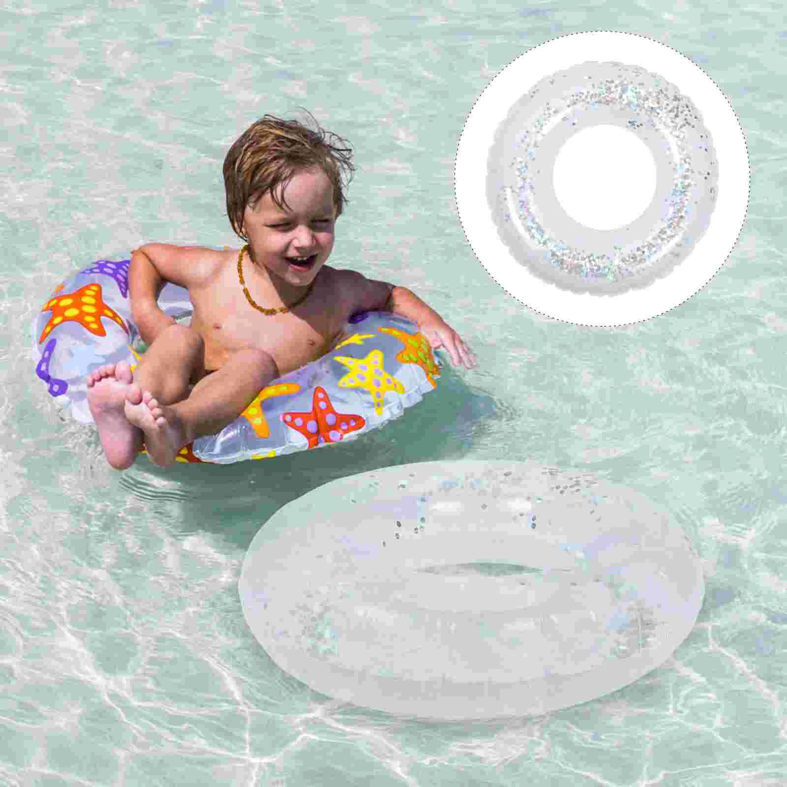 

Inflatable Pool Accessory Transparent Floating Ring Sequins Swimming Ring PVC Water Party Accessory for Adults Children