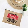 Linen Makeup Bags Thank You Teacher French Print Simple Wristlet Clutch Bag Beach Stationery Storage Travel Organizer Case Gifts 4