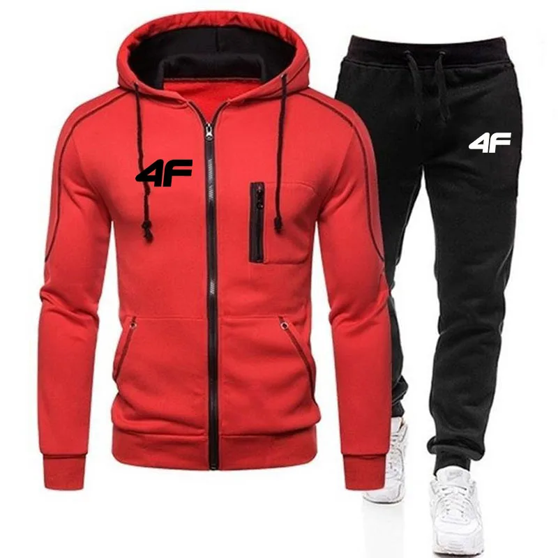 2025New Men's Autumn Winter Sets Zipper Hoodie+Pants Pieces Casual Tracksuit Male Sportswear Brand Clothing Sweat Suit 3
