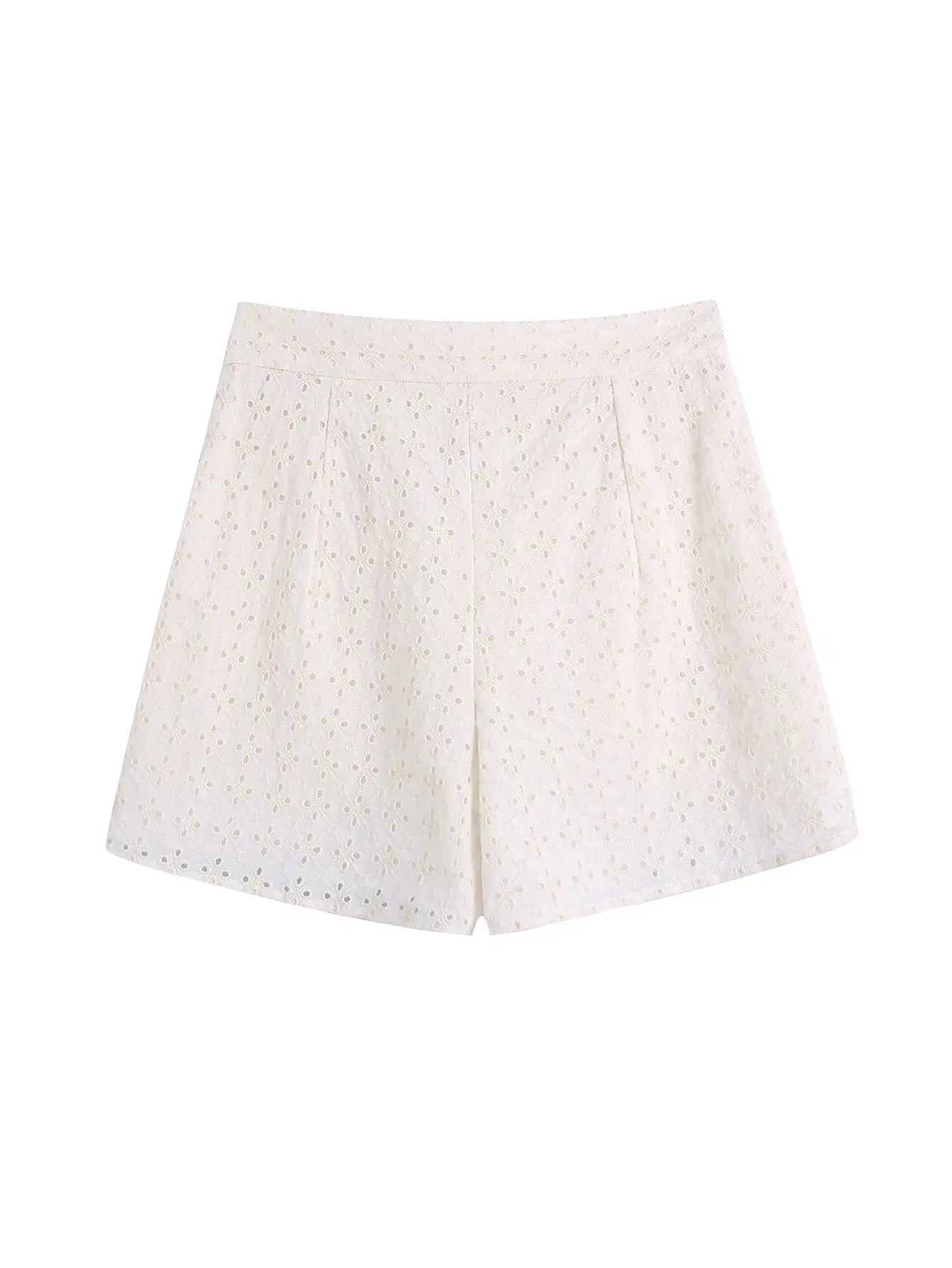 Nlzgmsj ZBZA 2022 Women White Embroidery Summer Shorts High Waist Female Retro Basic Casual Shorts 202203 burberry shorts