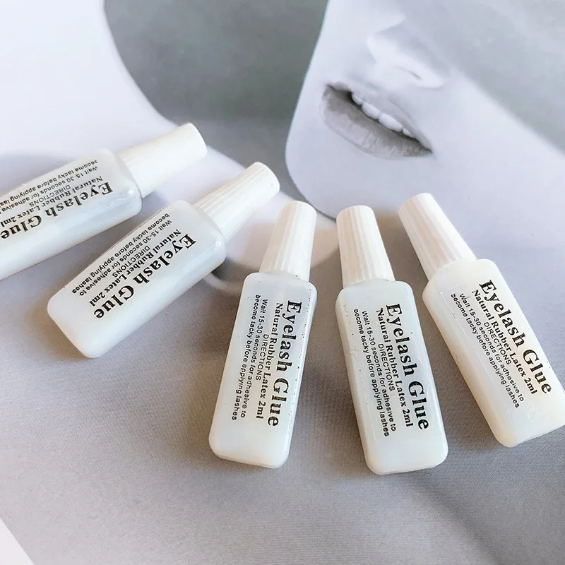 5pcs 2ml Natural Rubber Latex Eyelash Glue Waterproof White Lash Glue