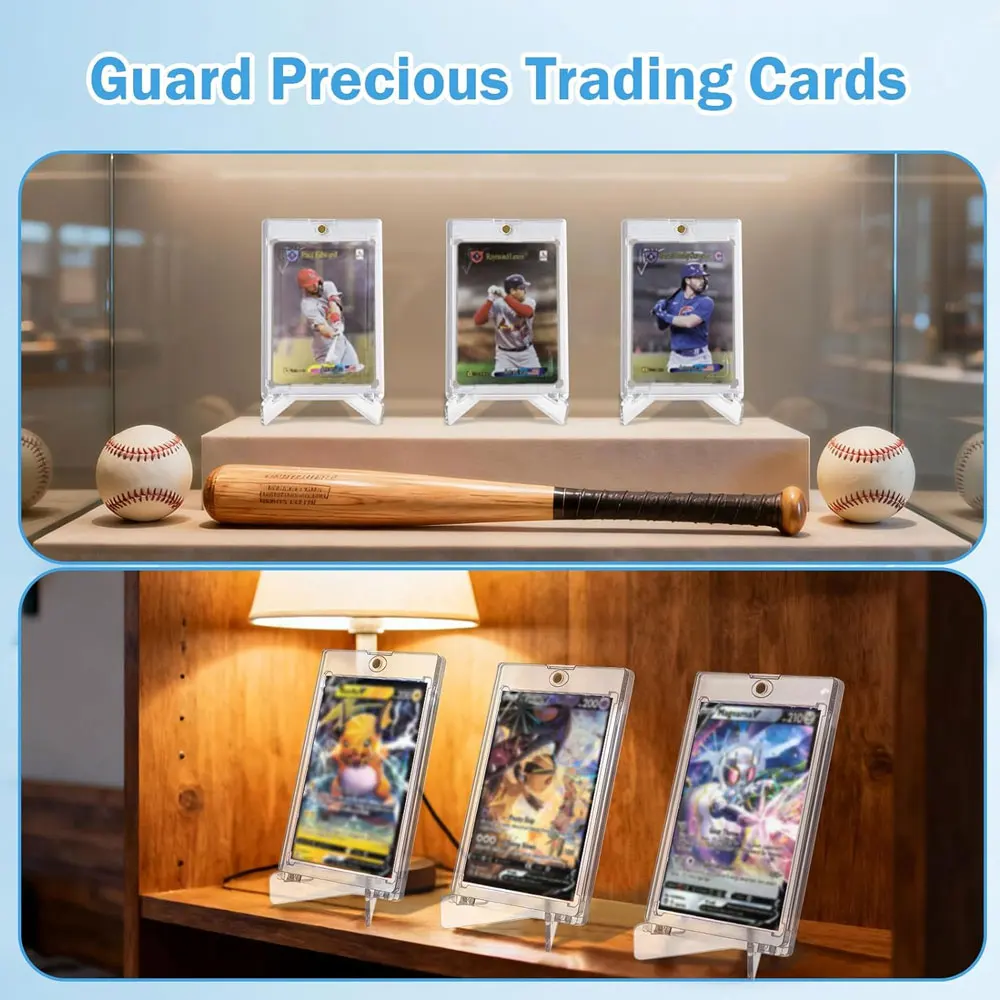 10-Pack Premium Magnetic Card Holders with Display Stand