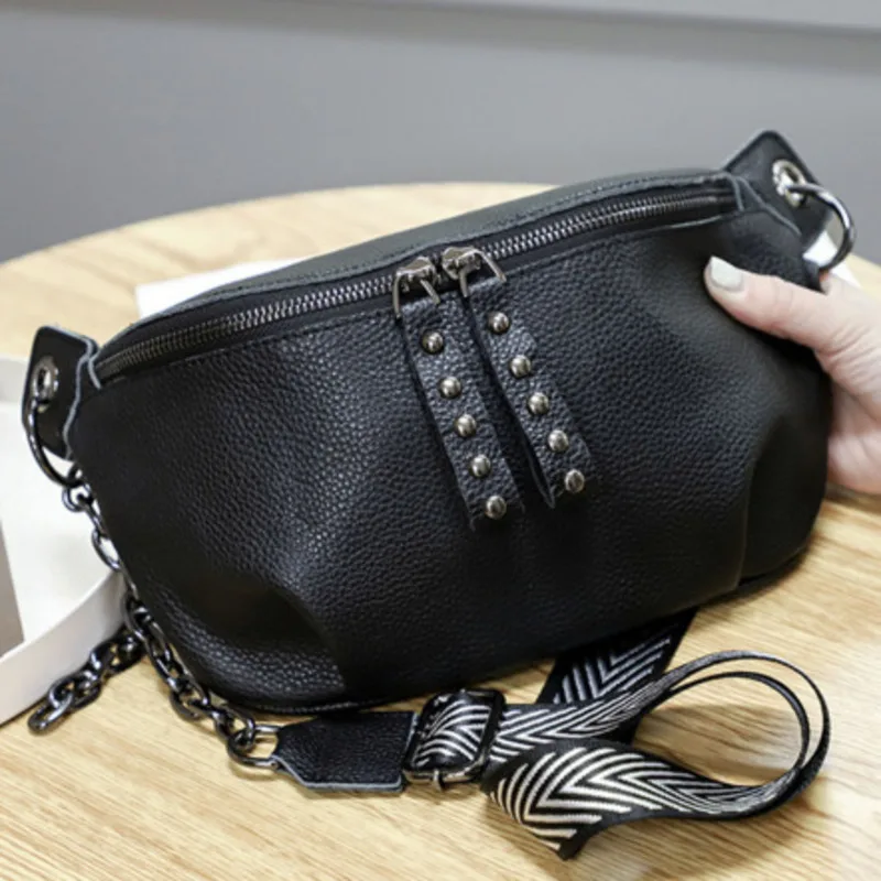Cowhide Top Shoulder Single Layer Bag Fashion Crossbody Chain Zipper Handbag For Woman High-Quality Messenger Versatile Luxury