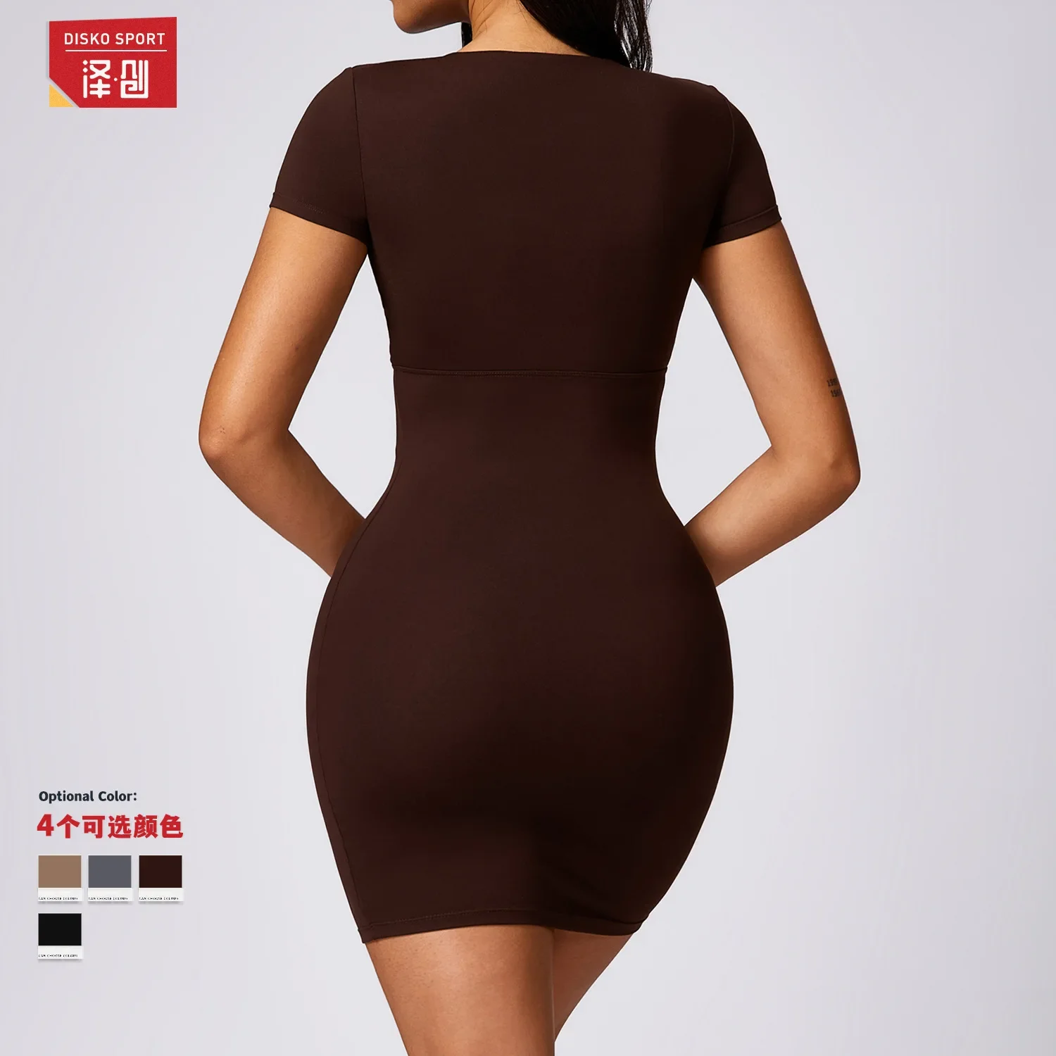 Tennis Slim Fit Mini Dress for Women Deep V-neck Casual Sport Outfit Golf Wear Badminton Tracksuit Sexy Outdoor Suit Black