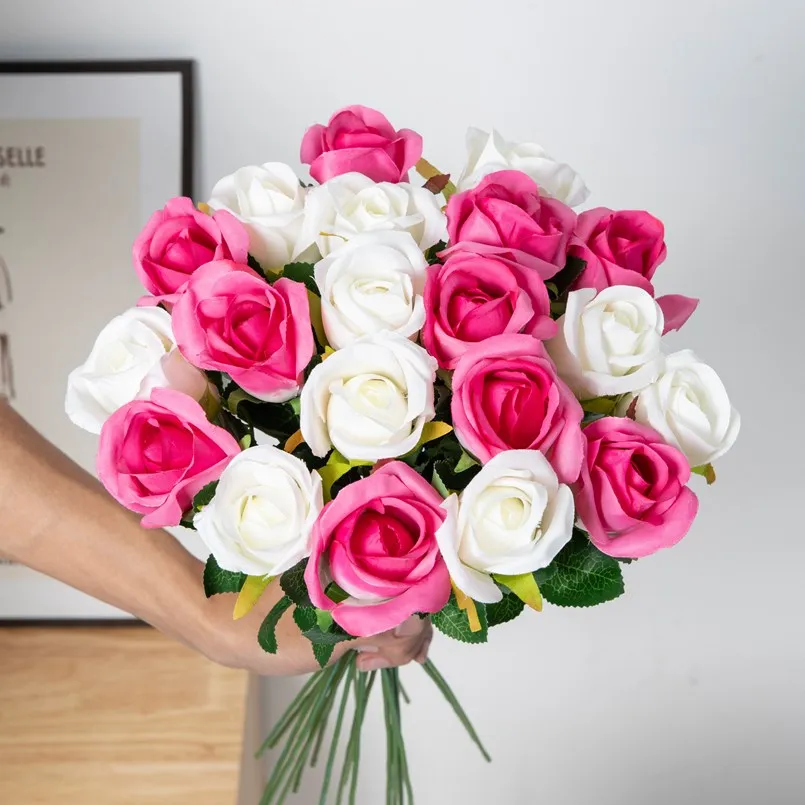 Künstliche Blumen, Rosensträuße, Hochzeit, Braut, dekorative Kränze, Festival-Dekorationen, Vasen, Hausgarten, günstiges Geschenk, künstliche Pflanzen – Detail 10