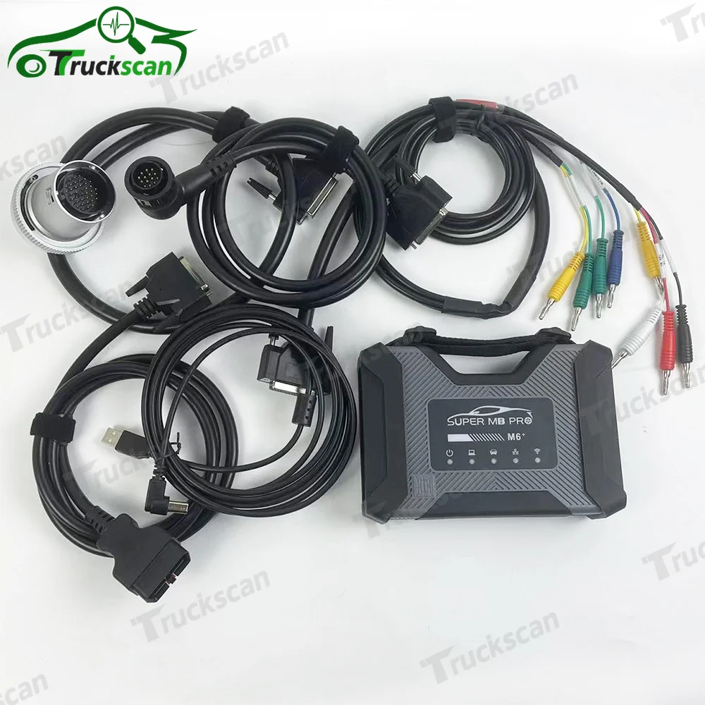 

Newest SUPER MB PRO M6 Wireless Star Diagnosis Tool with Multiplexer + Lan Cable + OBD2 16pin Main Test Cable and CF19 laptop