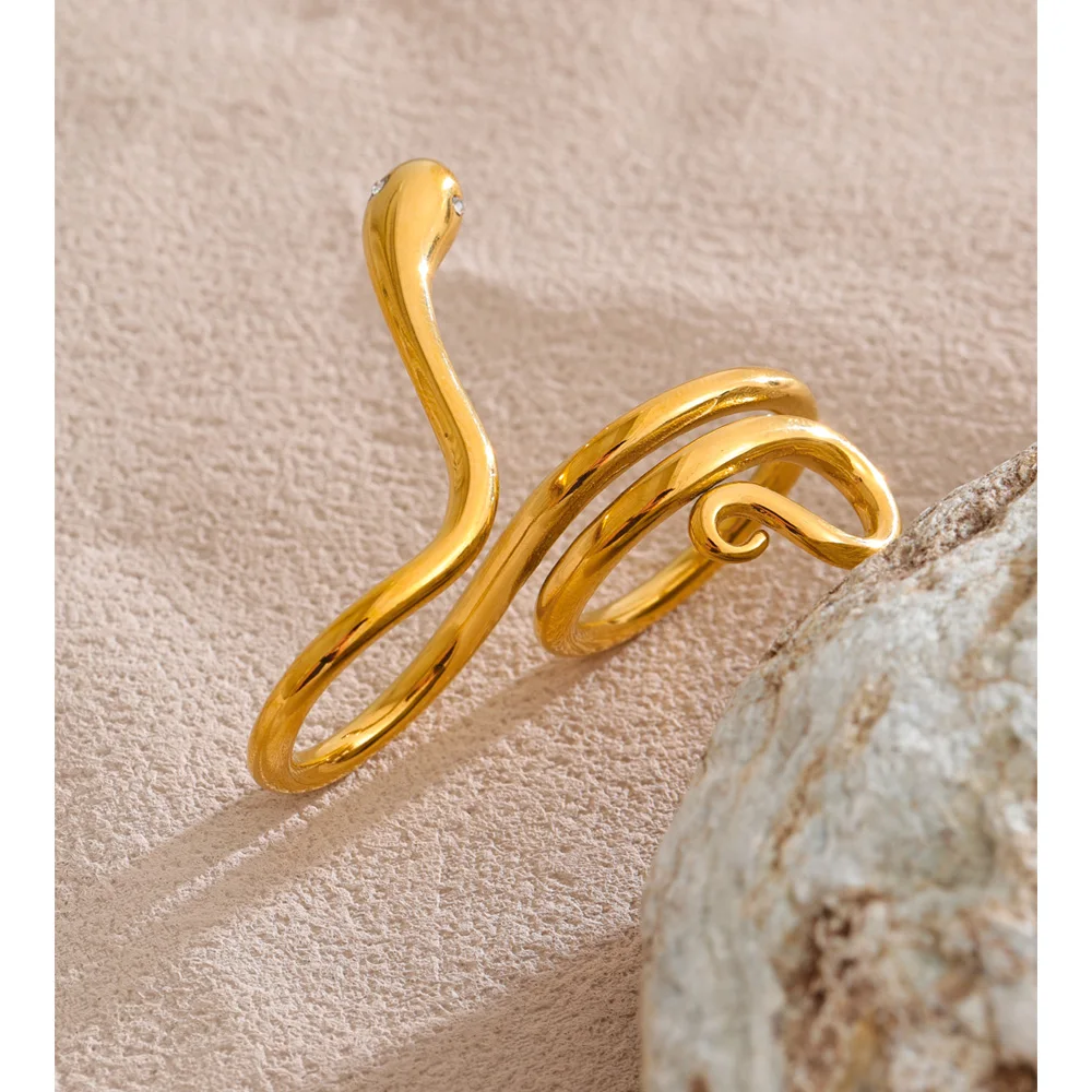 Yhpup Ring Stainless Steel Snake Shape Design