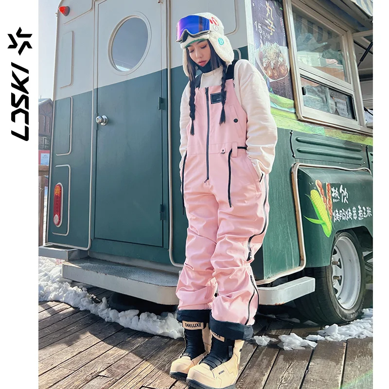 

LDSKI Ski Pants Winter Waterproof Windproof Snowproof Powder Skirt Outdoor Sports Snowboarding Hiking Bib Overalls Women Men