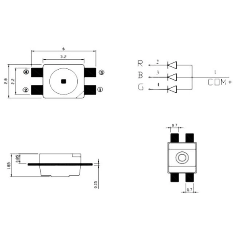 sk6812 3228 smd pixéis led chip individualmente endereçável cor cheia dc 5v
