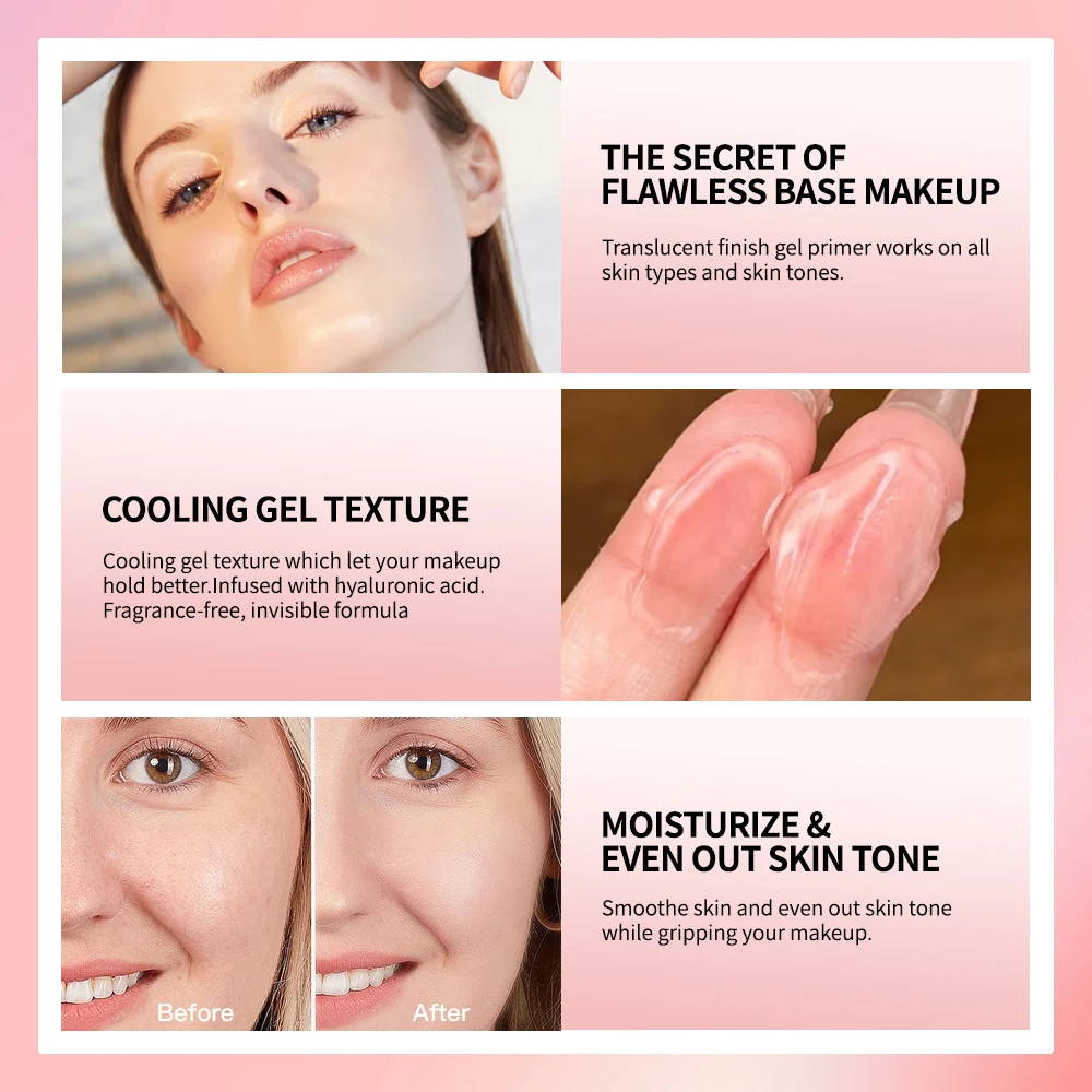 Primer Gel Based Hydrating Face Primer Smoothing Skin Pore Long-lasting Wear 6colors