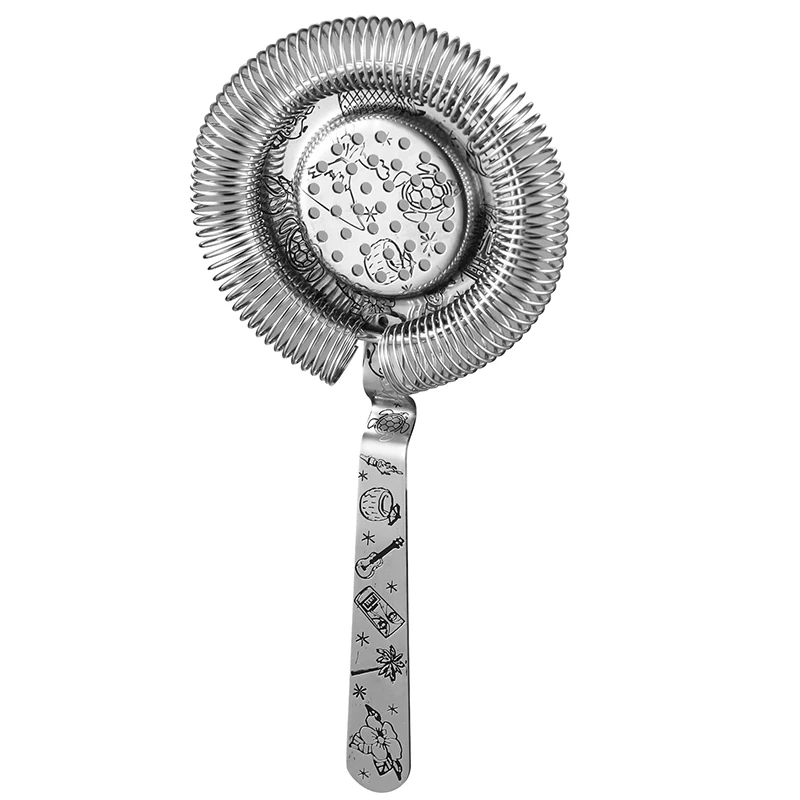 Tattoo Stainless Steel 5 Piece Cocktail Set Tin-on-Tin Shaker Jigger Spoon Strainer