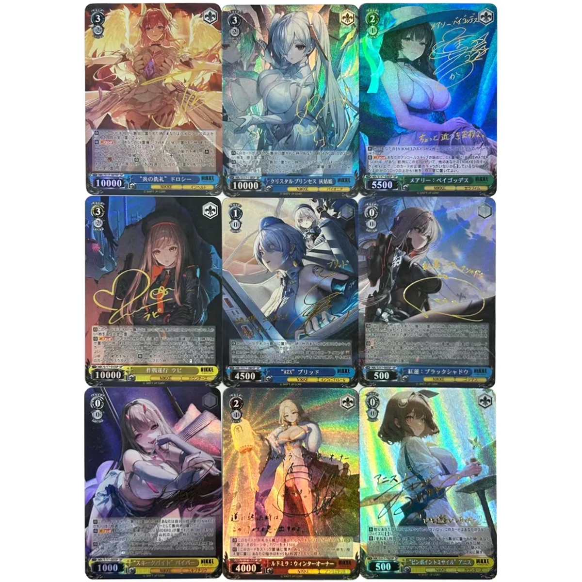 9Pcs/set Nikke The Goddess of Victory Anime Girl SP Gold Hot Signature Flash Card Self Made Game Anime Collection Card Gift Toy