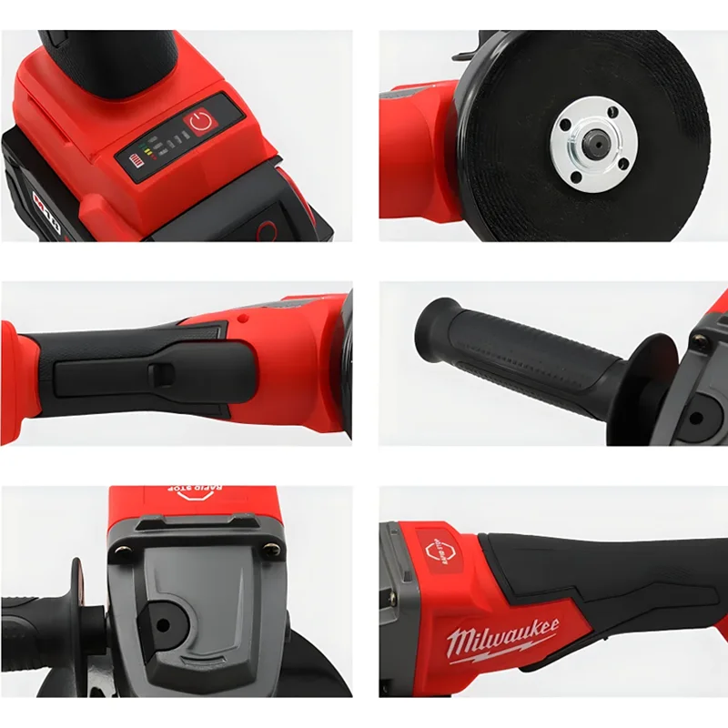 Milwaukee 125mm/100mm Brushless Angle Grinder 3 Gears Cordless Electric Polishing Variable Speed Cutting Machine 18V Power Tools 4