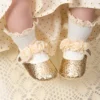 KIDSUN Baby Girl Shoes Party Cotton Bottom Non-slip Bling Newborns Infant Crib First Walkers Toddler Baby Shoes Flower Lace 3