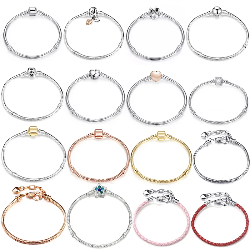Charm Bracelets European Style Snake Chain DIY For Women Jewelry BAOPON Vintage Silver Plated bracelet jewelry