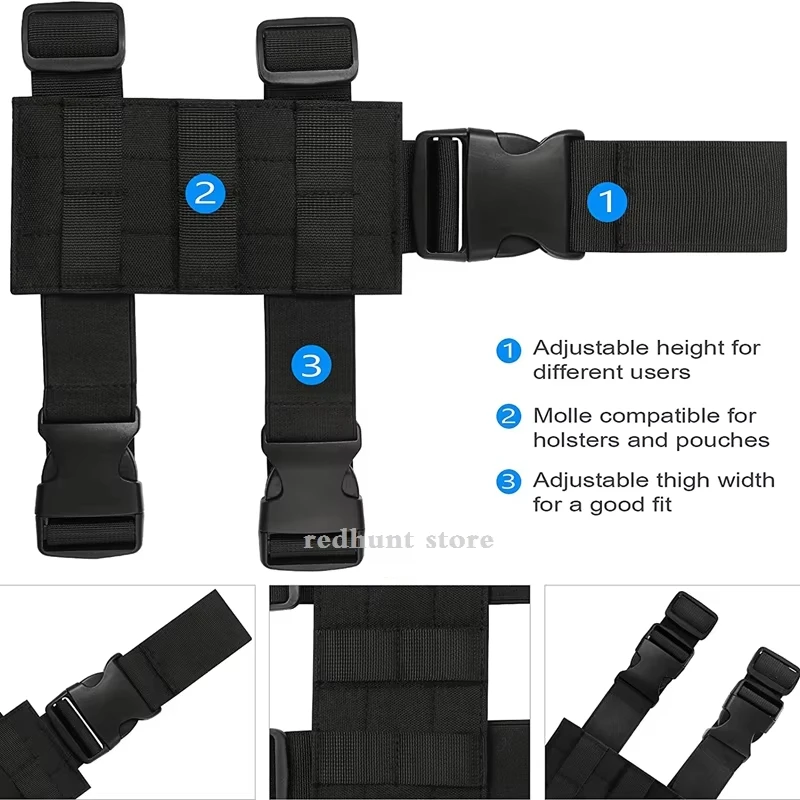 Gun Holster DIZETION Universal Drop Leg Holster Thigh Platform Tactical Gun Holster for Hunting Paintball Panel with Adjustable Molle Straps pistol holster gun holster gun accessories hunting holster