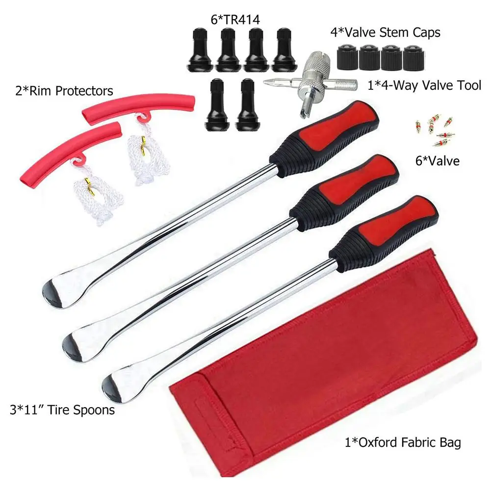 

Motorcycle Tire Changing Tool Repair Set Tire Spoon Lever Tire Protector Valve Cap Valve Cores For Bike Car