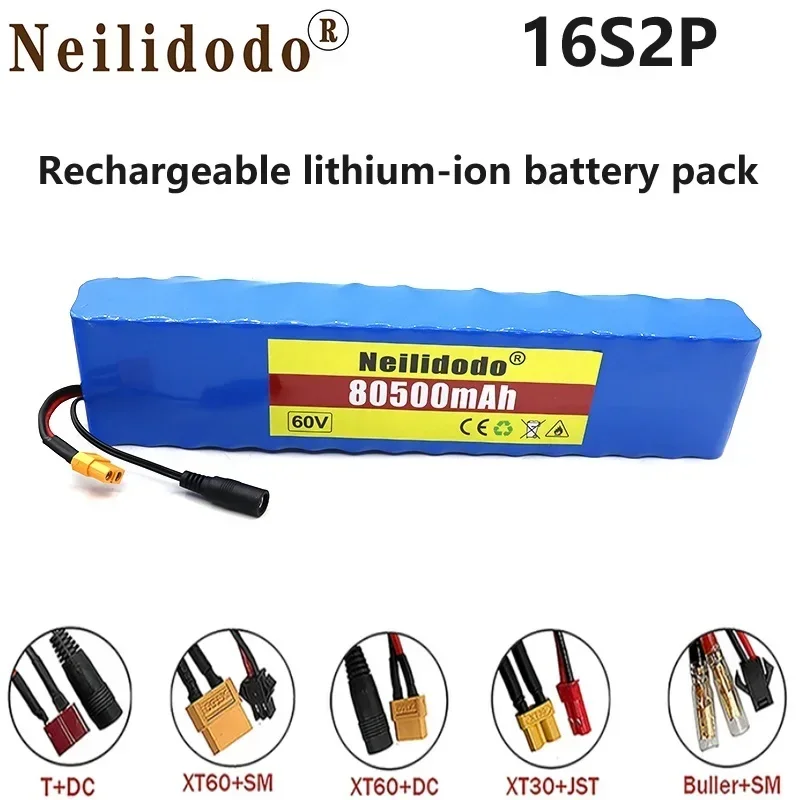 

Aviation Arrival 18650 Lithium Ion Rechargeable Battery 16S2P 60V Multiple Plug Optional Smart Chip, Battery Pack with Charger