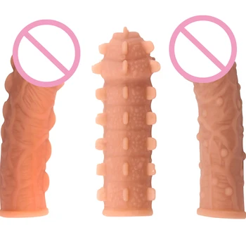 3 Tpyes Big Granule Condoms Thicken Penis Extender Sleeve Erotic Toys Sex Products Penis Extension Delay Ejaculation Sex Shop 1