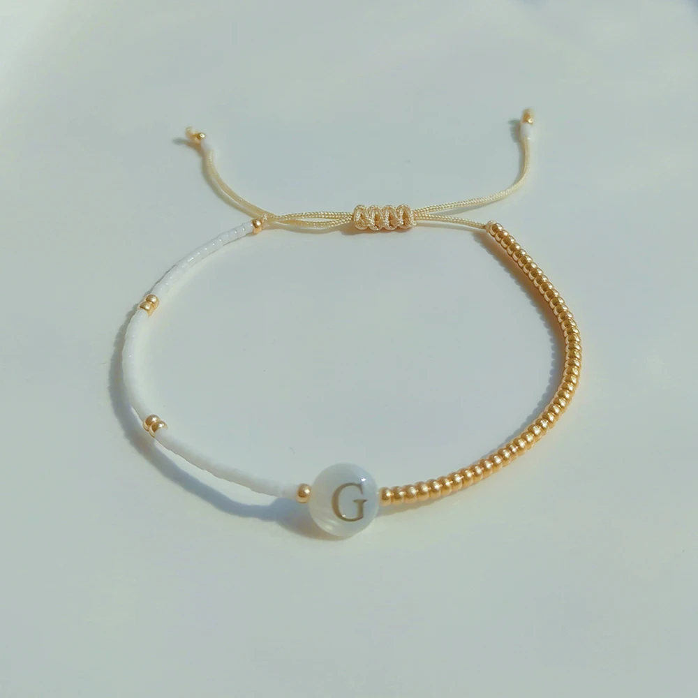 KKBEAD Initiale A-Z Buchstaben-Armband, Geschenk für Sie, Miyuki, Delica-Perlen, goldfarben, zierliche Armbänder, Schmuck für Frauen, Pulsera – Detail 16