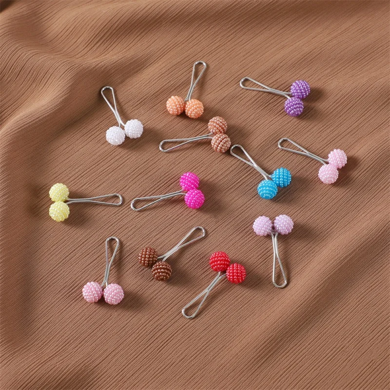 Veil Needle Silk Scarf Clip Jewelry Neck Clip Pearl Waxberry Ball Shape U-Clip Scarf Buckle Exposure Brooch Pin