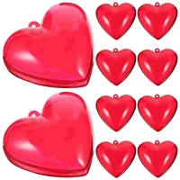 10 Pcs Heart Shaped Fillable Boxes Wedding Hanging naments Plastic Gift Boxes Christmas Decor Wind Chimes Home Decor Red 1