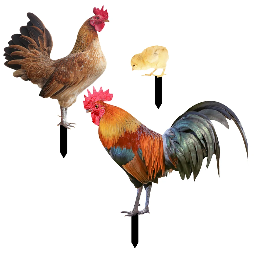 

Decorative Garden Inserts Chicken Yards Lawn Animal Stake Emblems Sculpture Hen Sign Acrylic