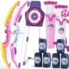 2 Pack Archery Set - Includes 2 Bows, 24 Suction Cup Arrows & 2 Quivers & Standing Target, Outdoor Light Up Toys for Boys Girls 1