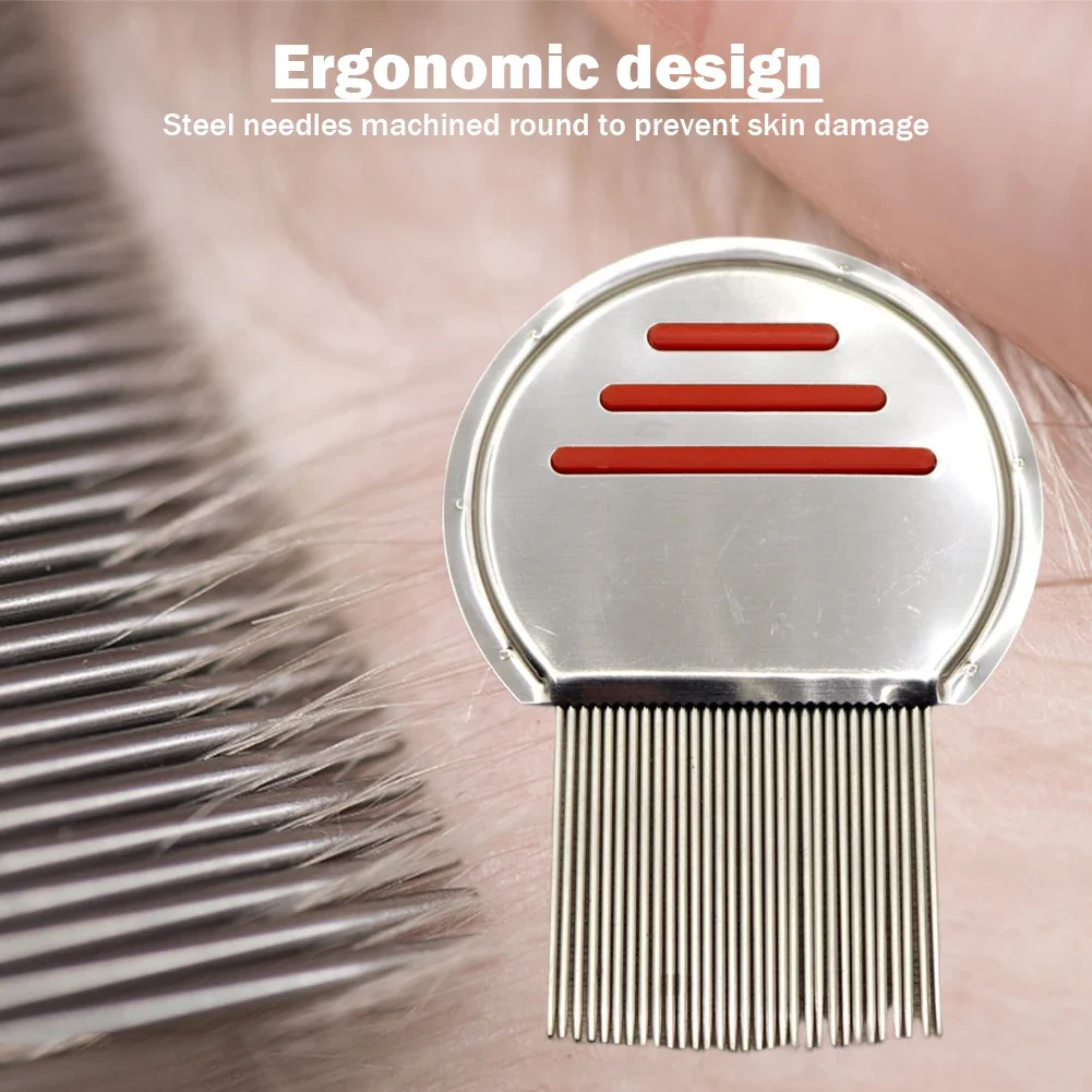 Stainless Steel Louse and Nit Comb with Rounded Tips Flea Combs Removes Eggs and Nits Head Lice Treatment for Kids Adults Pets