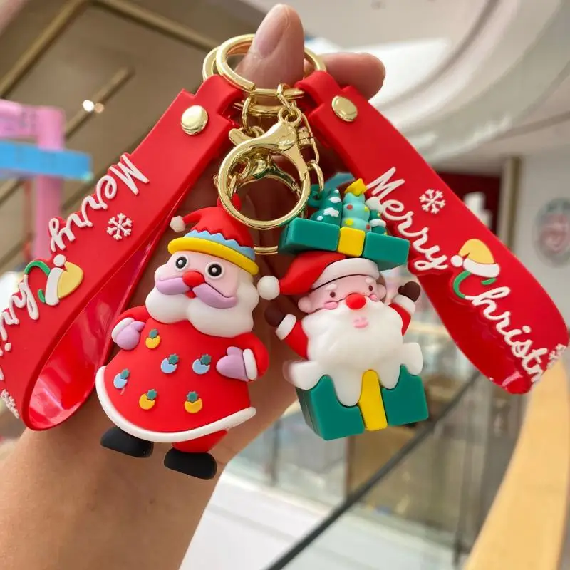 

Anime Santa Keychain Cartoon Claus Key Fob Cute Xmas Tree Keyring Christmas Decoration Phone Backpack Purse Party Birthday Gift