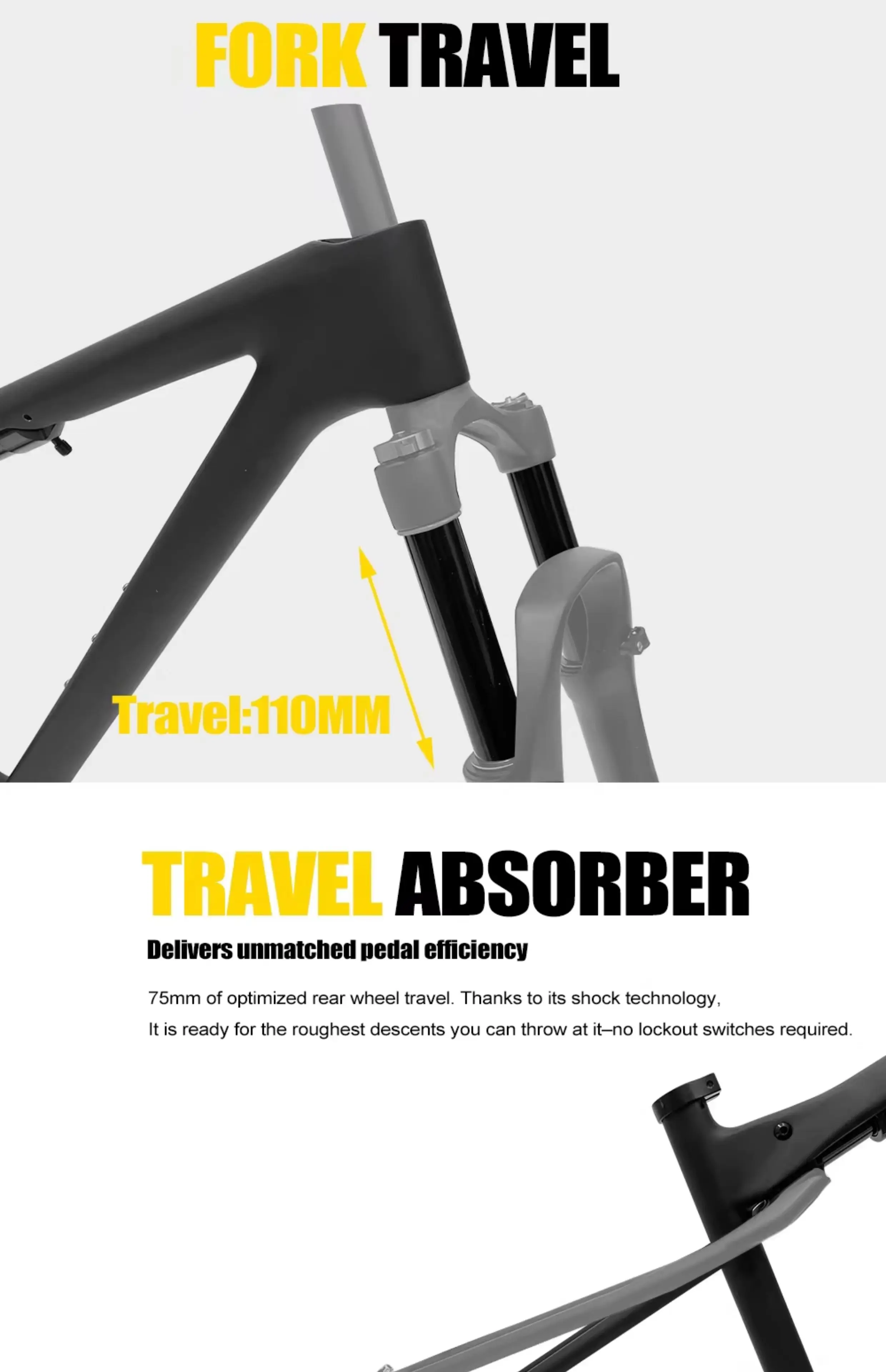 Description Picture 5 of itemNew WC XC Carbon Fiber Soft Tail Mountain Frame 29er UDH EPS Boost 148mm 29er*15/17/19 Inch Disc Brake  MTB Carbon Bicycle frame