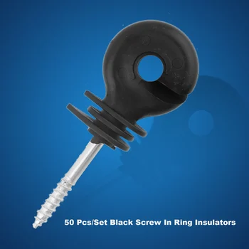 50 Pcs/Set Black Screw In Ring Insulators Electric Fence Accessories For Wood Post