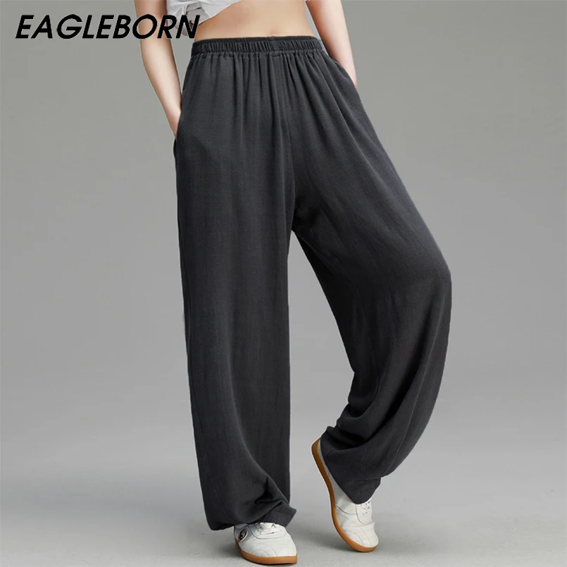 

2023 New Tai Chi Sports Pants Unisex Loose Cotton Linen Kung Fu Pants Trousers Yoga Tai Chi Iamgia Pants Street Basketball Pants