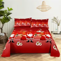 Christmas 0.9/1.2/1.5/1.8/2.0m Digital Printing Polyester Bed Flat Sheet With Pillowcase Print Bedding Set 5