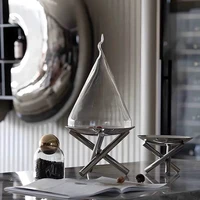 Modern Stainless Steel Glass Kitchen Hotel Table Sideboard Serving Tray Metal Tall Standing Cake Plate Storage Refreshment Tray 1