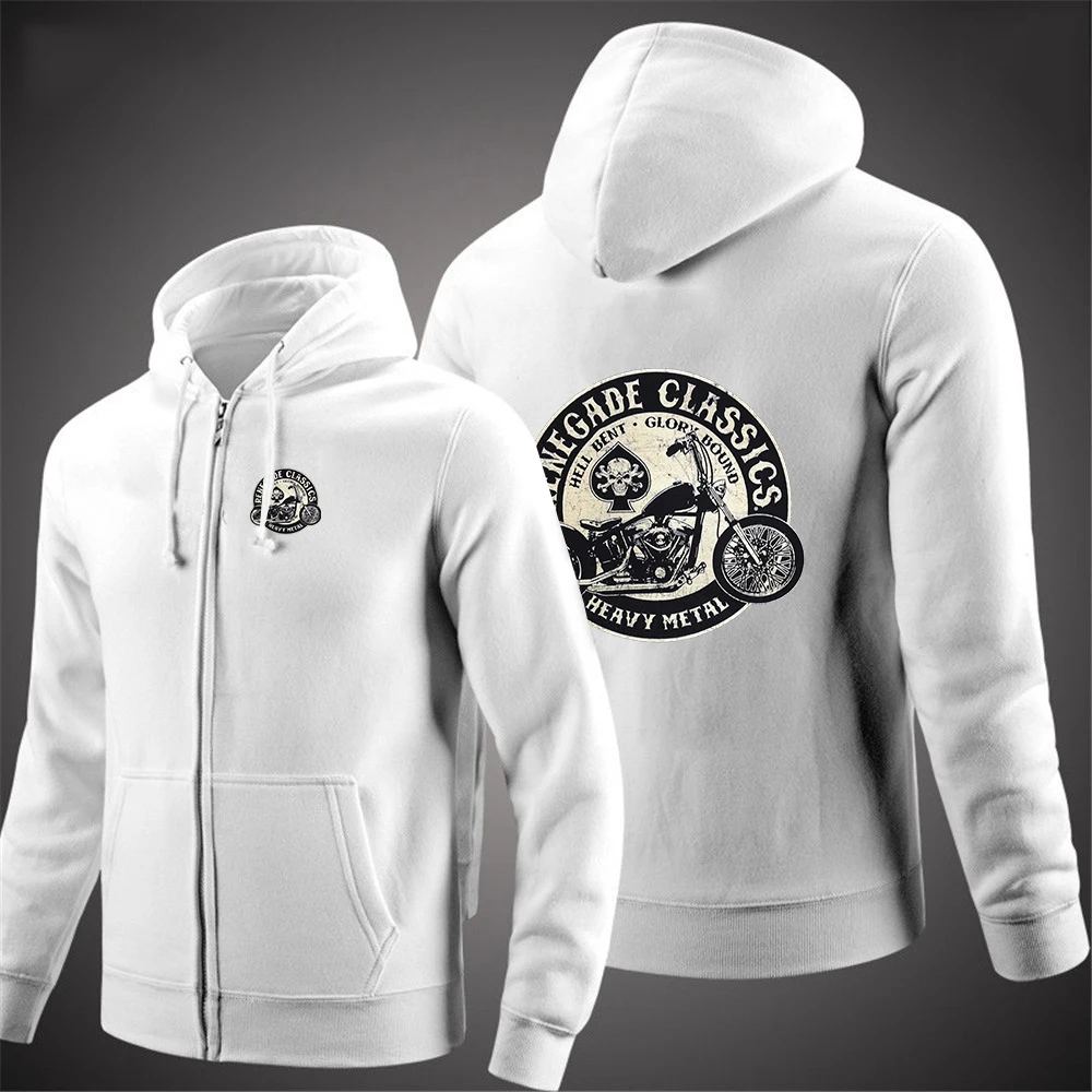 Men Solid Color Zipper Pullover Long Sleeved Hoodie